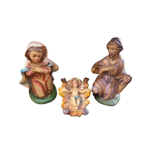 Vintage Nativity Set Handmade Wood Stable Made in Italy 9 Figures - Picture 3 of 14